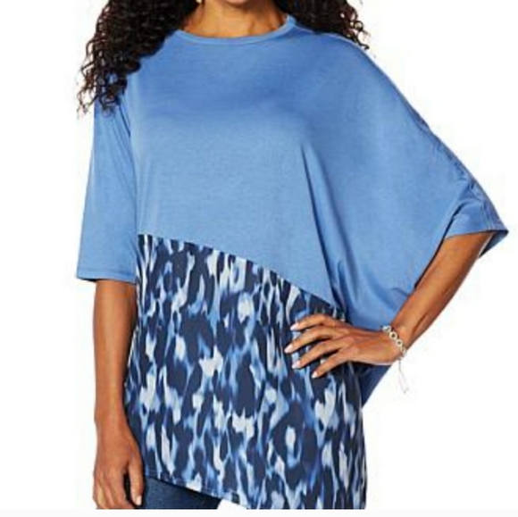 Diane Gilman Mixed Media Fashion Printed Tunic Top NWT - Picture 2 of 6